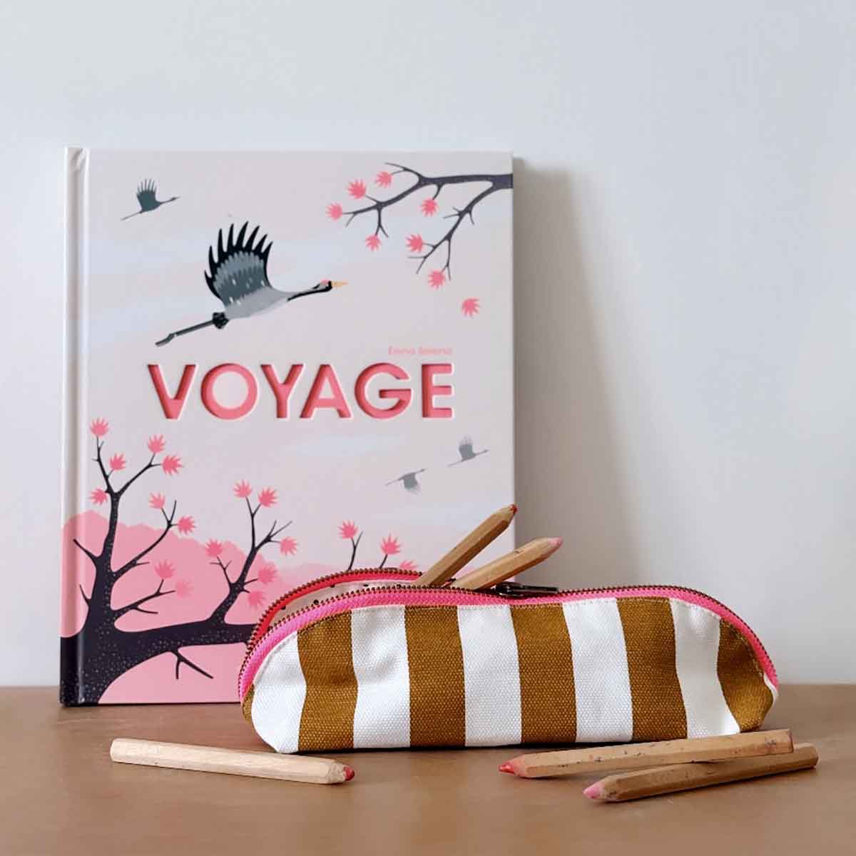 Rose in April | Pencil Case Gaston Stripes Ecru Caramel