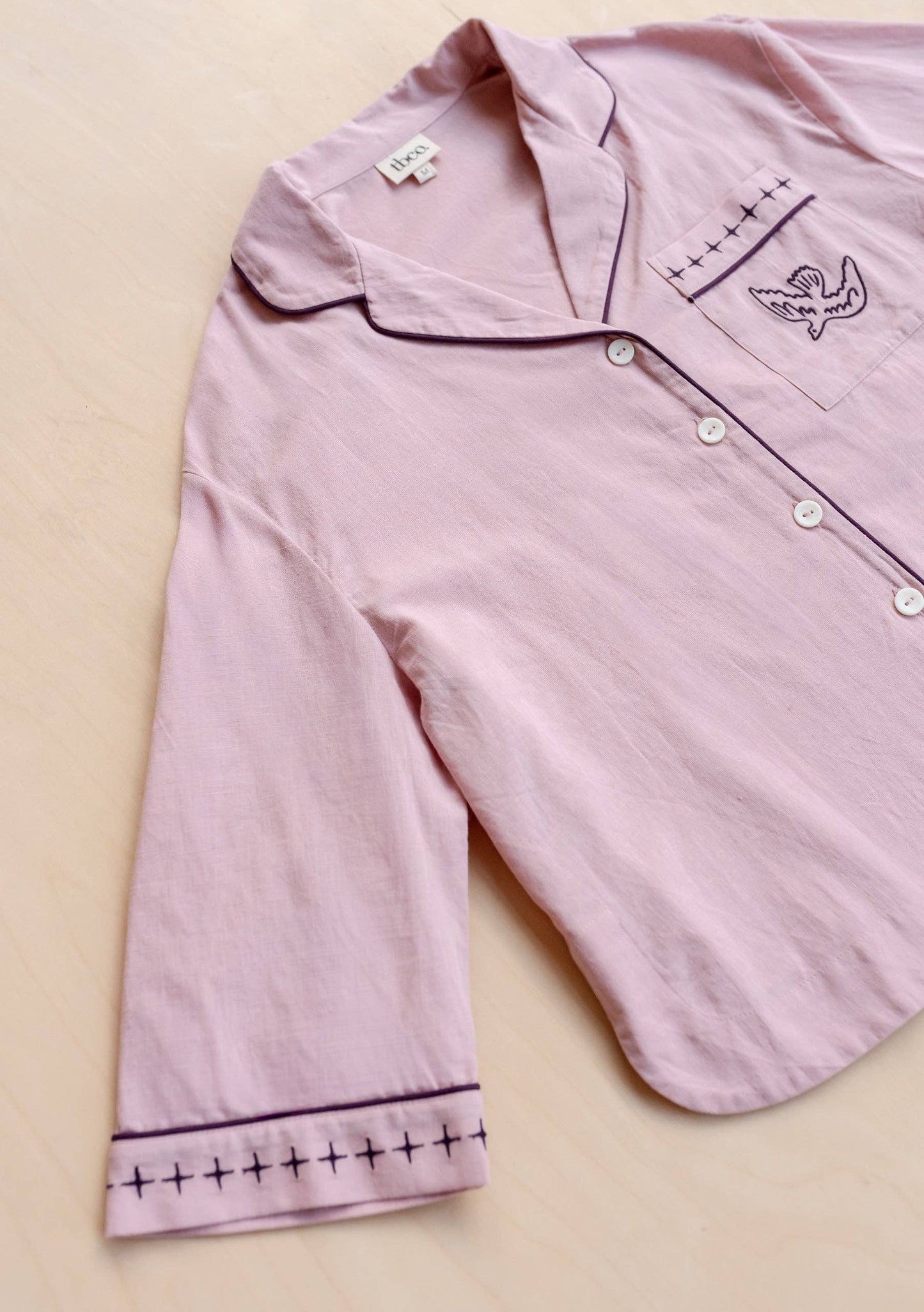 TBCo - Cropped Cotton & Linen Pyjamas in Pink