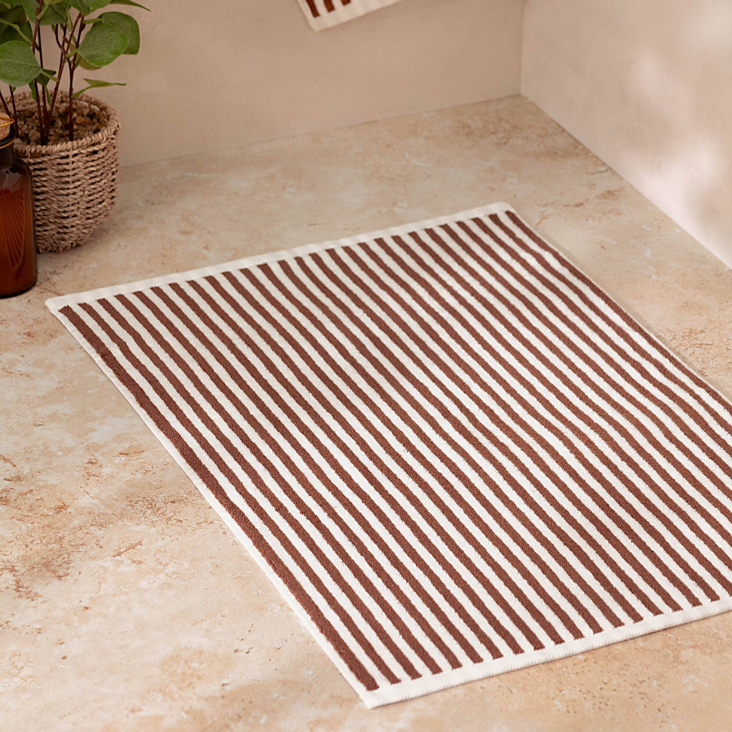 Riva Home - Hebden Striped Cotton Bath Mat Pecan