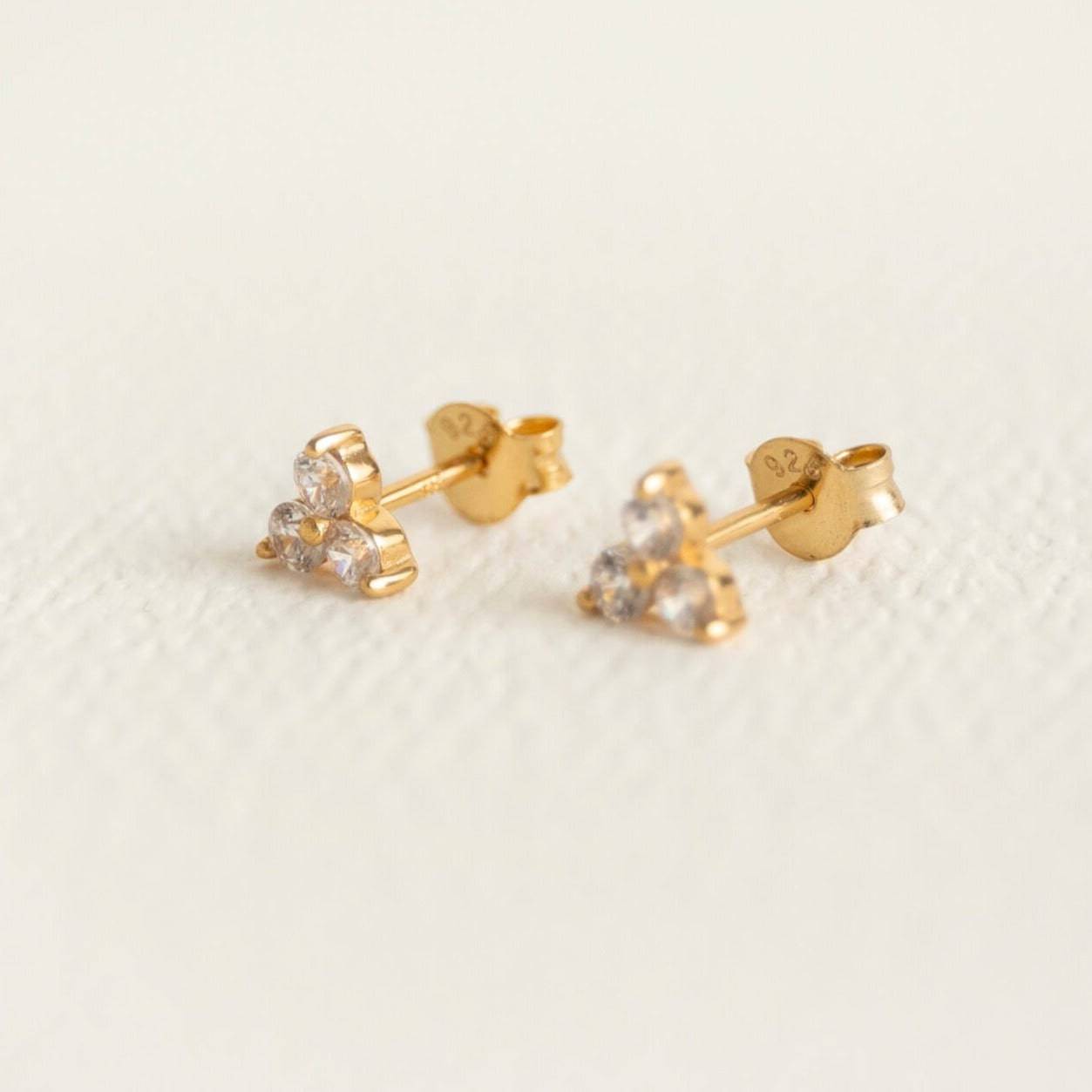 Claire Hill Designs - Triple Stud Gold Vermeil Earrings | Subtle Sparkle & Effortless Sophistication
