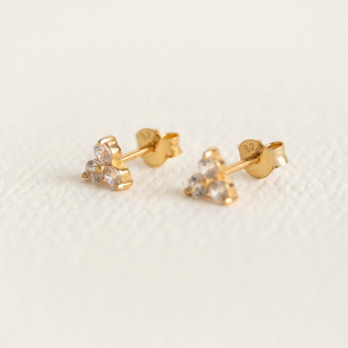 Claire Hill Designs - Triple Sparkly Gold Mini Stud Earrings
