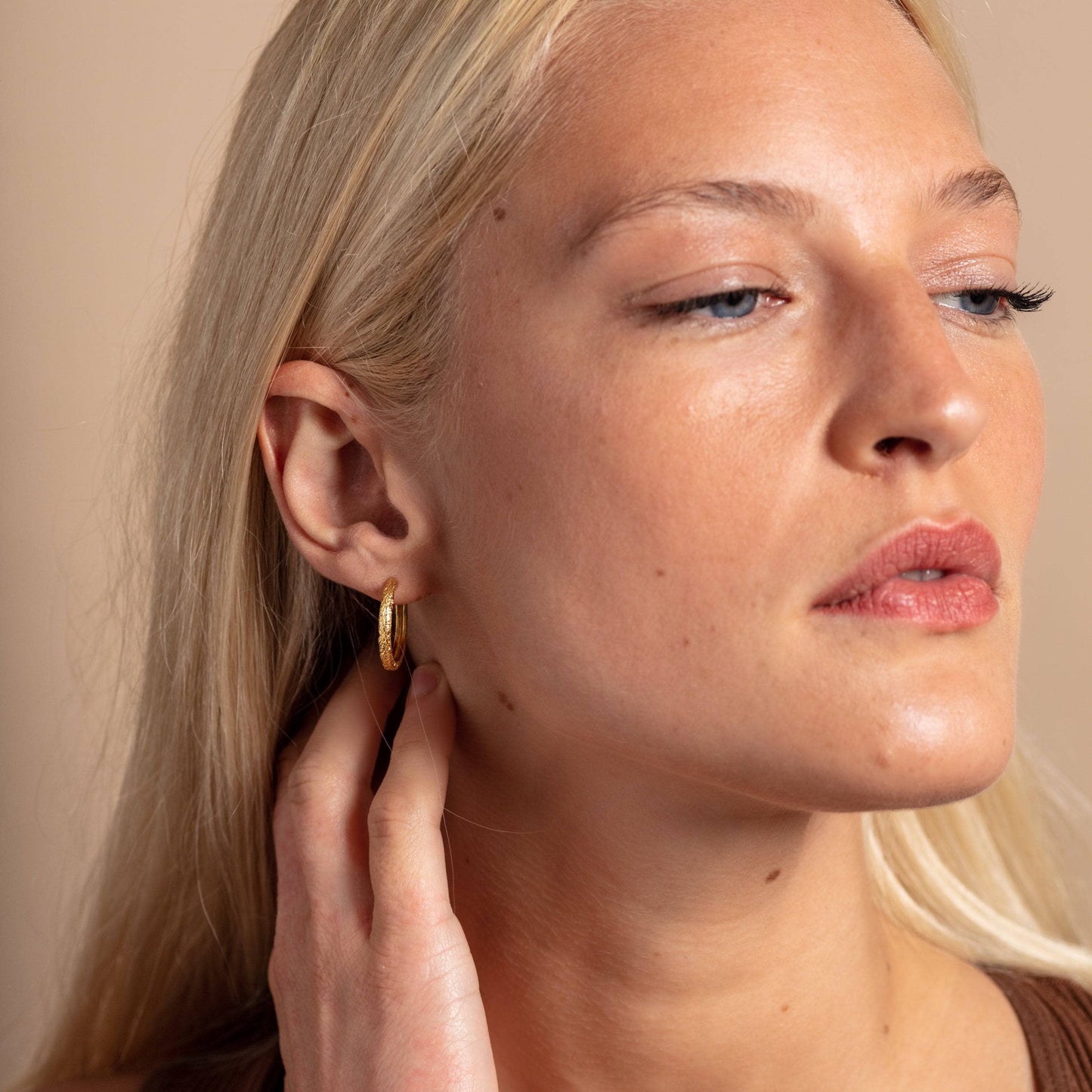 Claire Hill Designs - Large Gold Hoop Earrings - Antique-Textured 