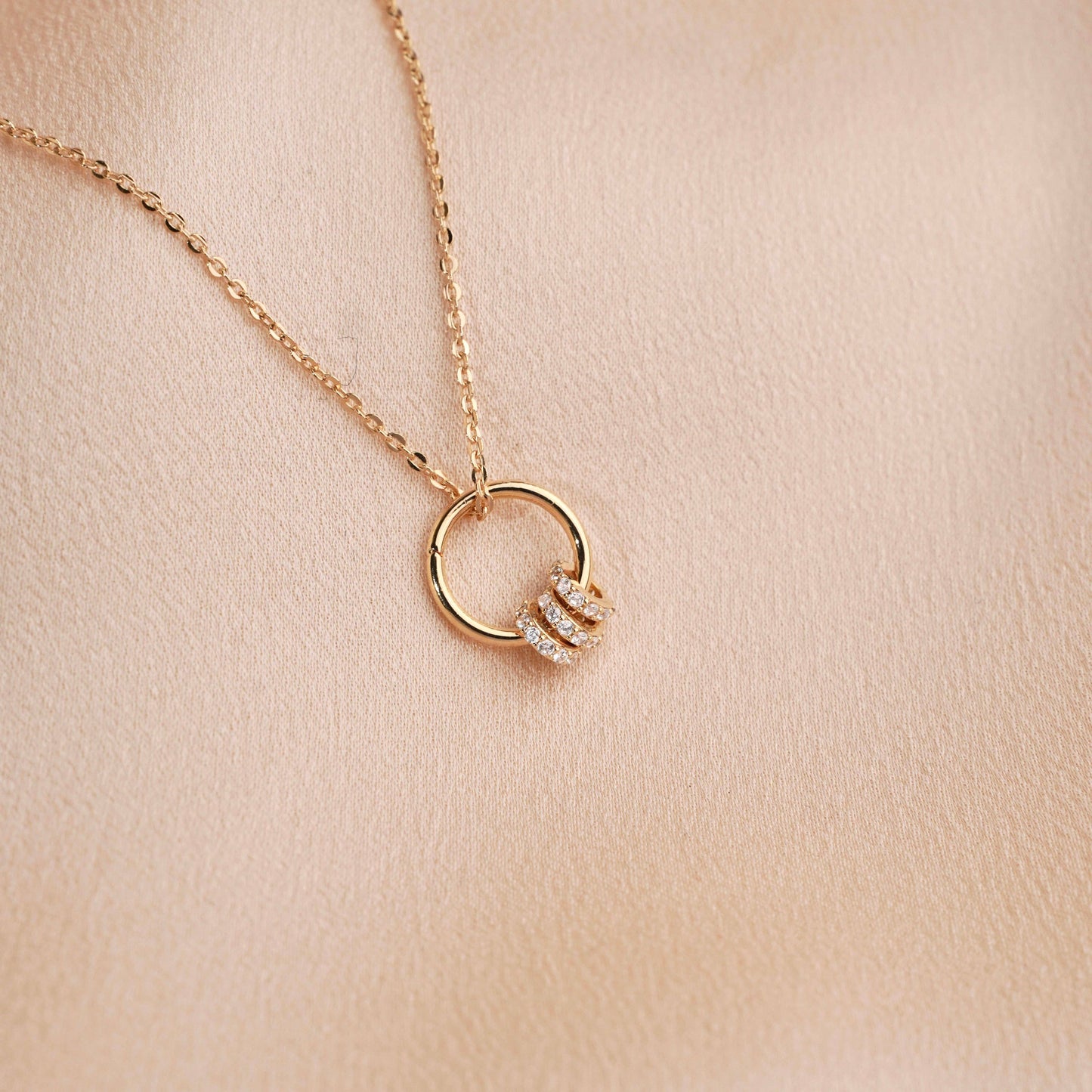 Meora Paris - 18k Gold Plated Circle Trio Necklace