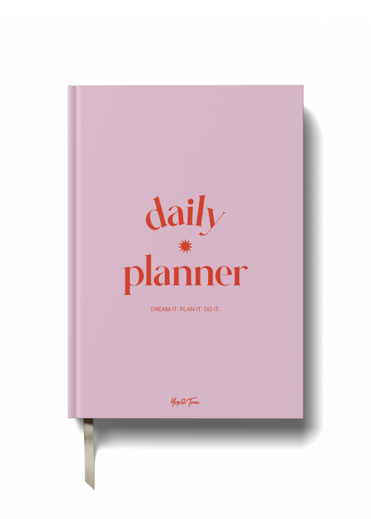 Yop & Tom | Journals, Notebooks & Planners - Undated Daily Planner Pink & Red | Page a Day | Hardcover