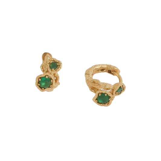 Claire Hill Designs - Chalcedony Twisted Branch Gold Huggies