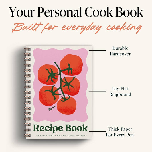 Yop & Tom | Journals, Notebooks & Planners - Tomato Recipe Journal | A5 Spiral Hardcover Recipe Book