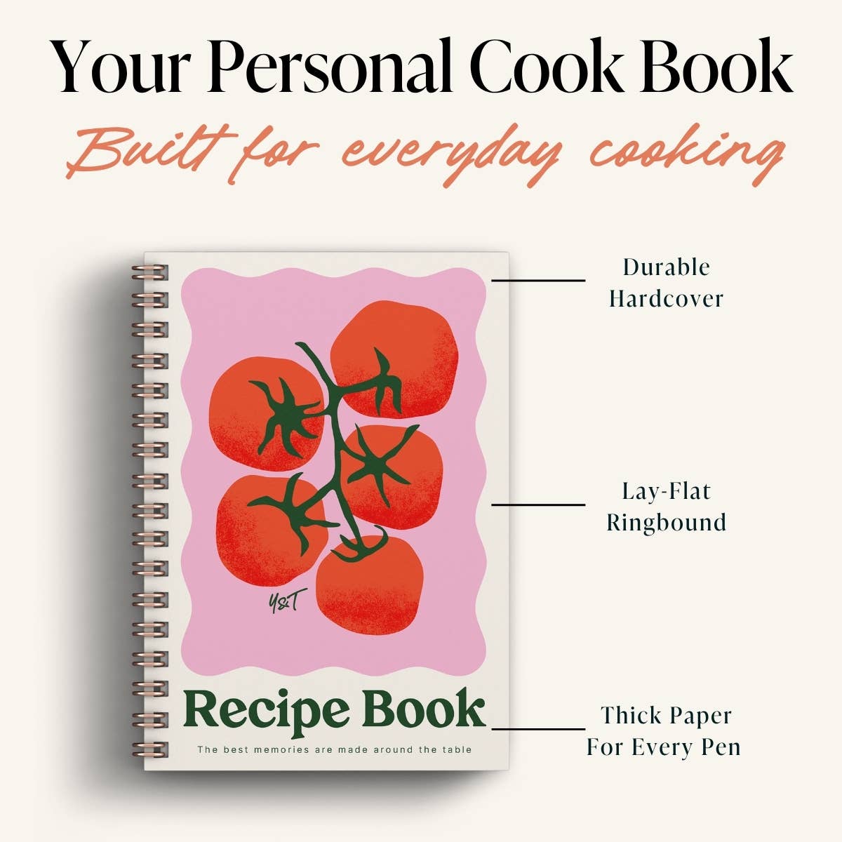 Yop & Tom | Journals, Notebooks & Planners - Tomato Recipe Journal | A5 Spiral Hardcover Recipe Book