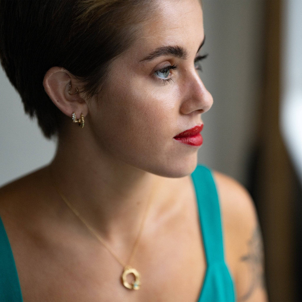 Claire Hill Designs - Galaxy Sparkly Gold Huggie Earrings