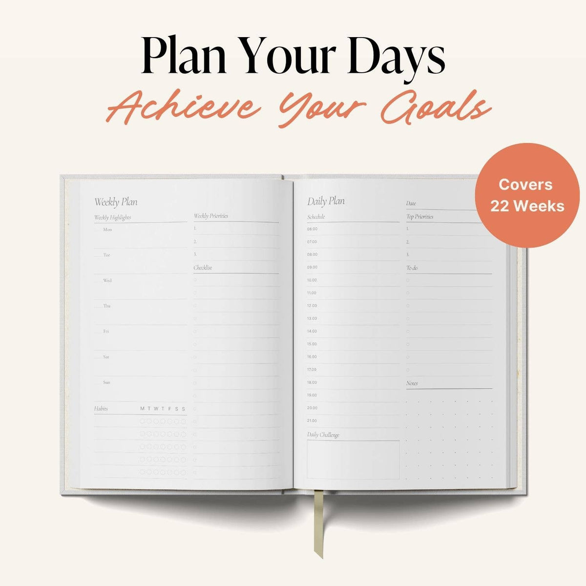 Yop & Tom | Journals, Notebooks & Planners - Undated Daily Planner Pink & Red | Page a Day | Hardcover