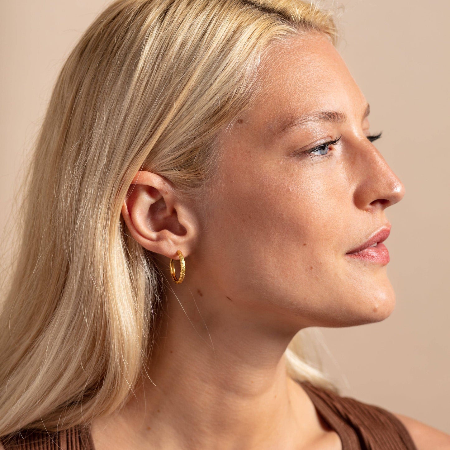 Claire Hill Designs - Large Gold Hoop Earrings - Antique-Textured 