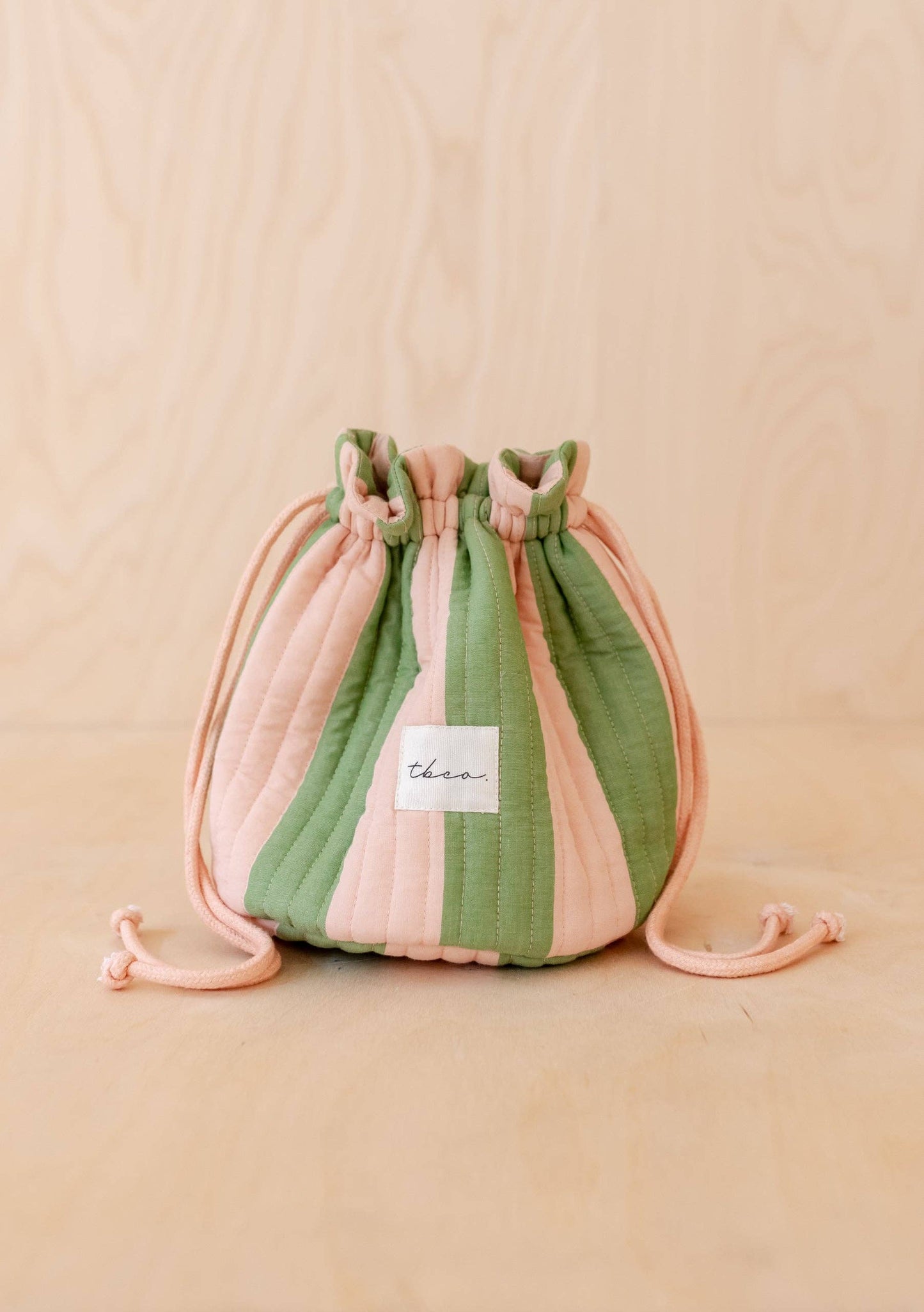 TBCo - Cotton Wash Bag in Green Stripe