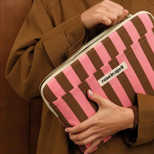 Rose in April | Laptop sleeve 13/14' Octave Stripes Funky Pink / Olive