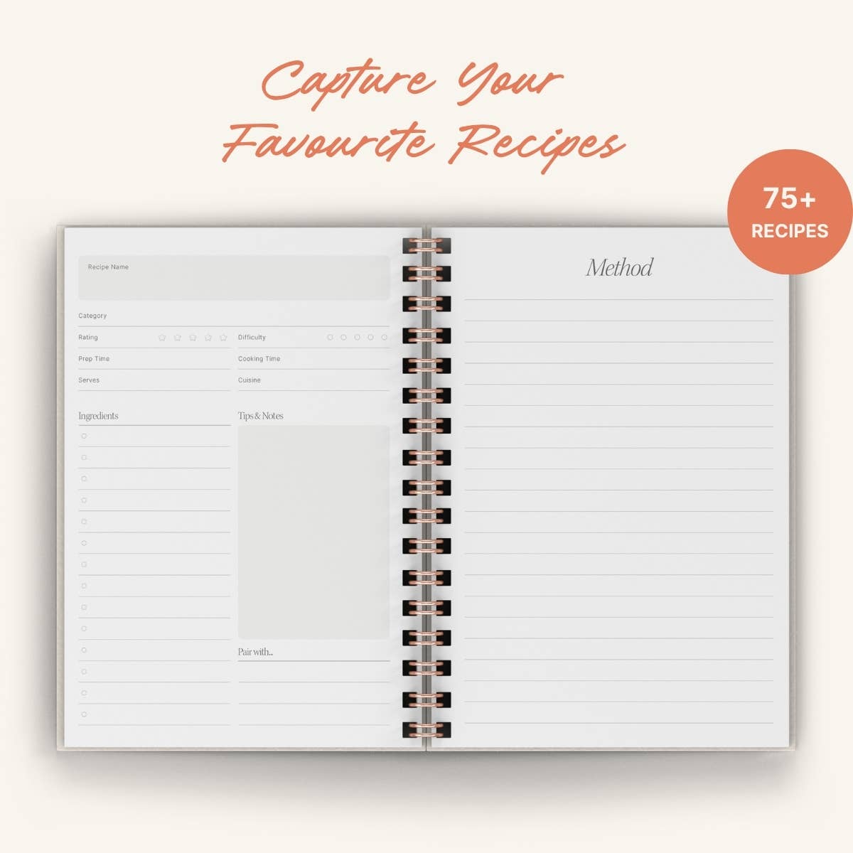 Yop & Tom | Journals, Notebooks & Planners - Tomato Recipe Journal | A5 Spiral Hardcover Recipe Book