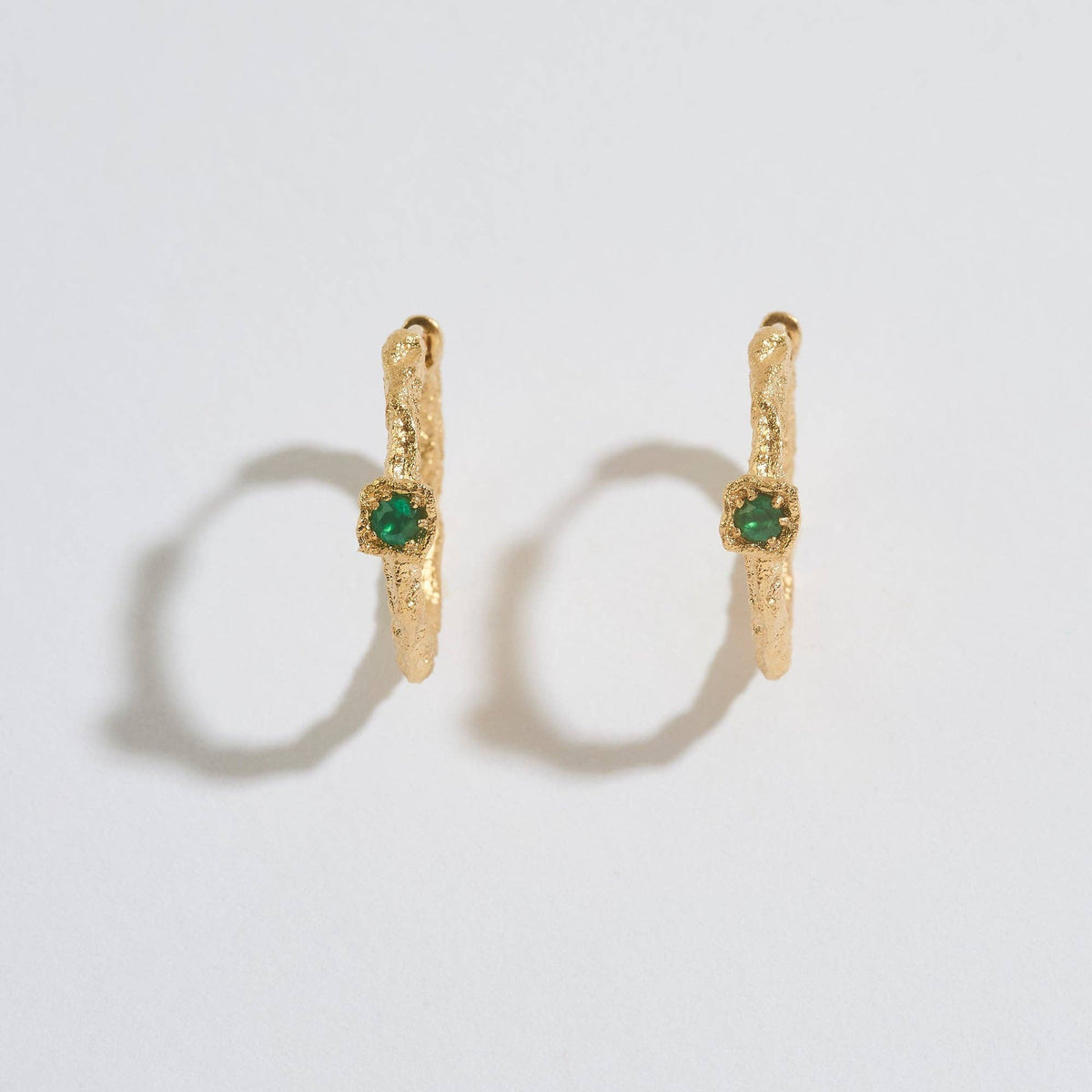 Claire Hill Designs - Chalcedony Lichen Branch Gold Medium Hoops