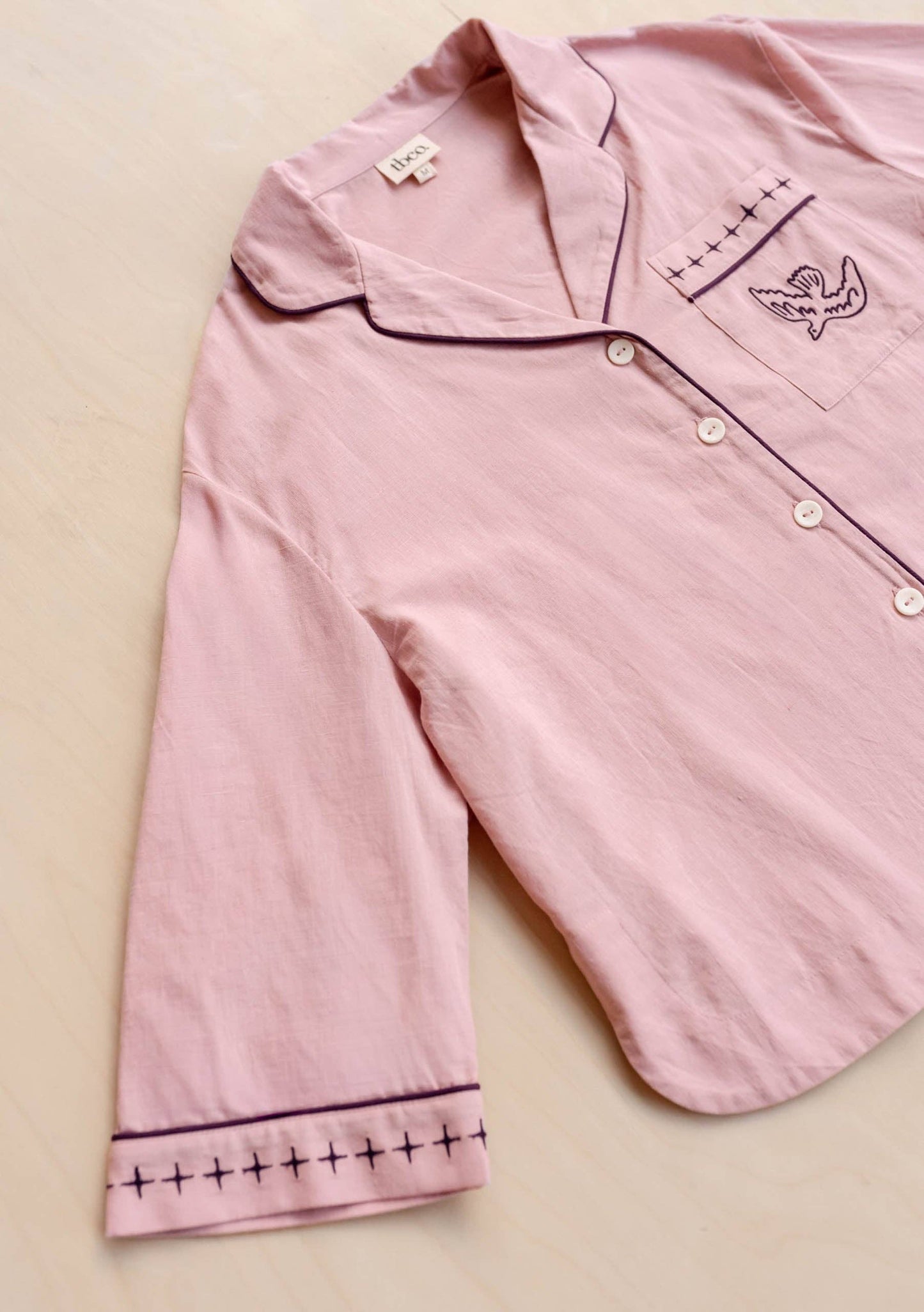 TBCo - Cropped Cotton & Linen Pyjamas in Pink