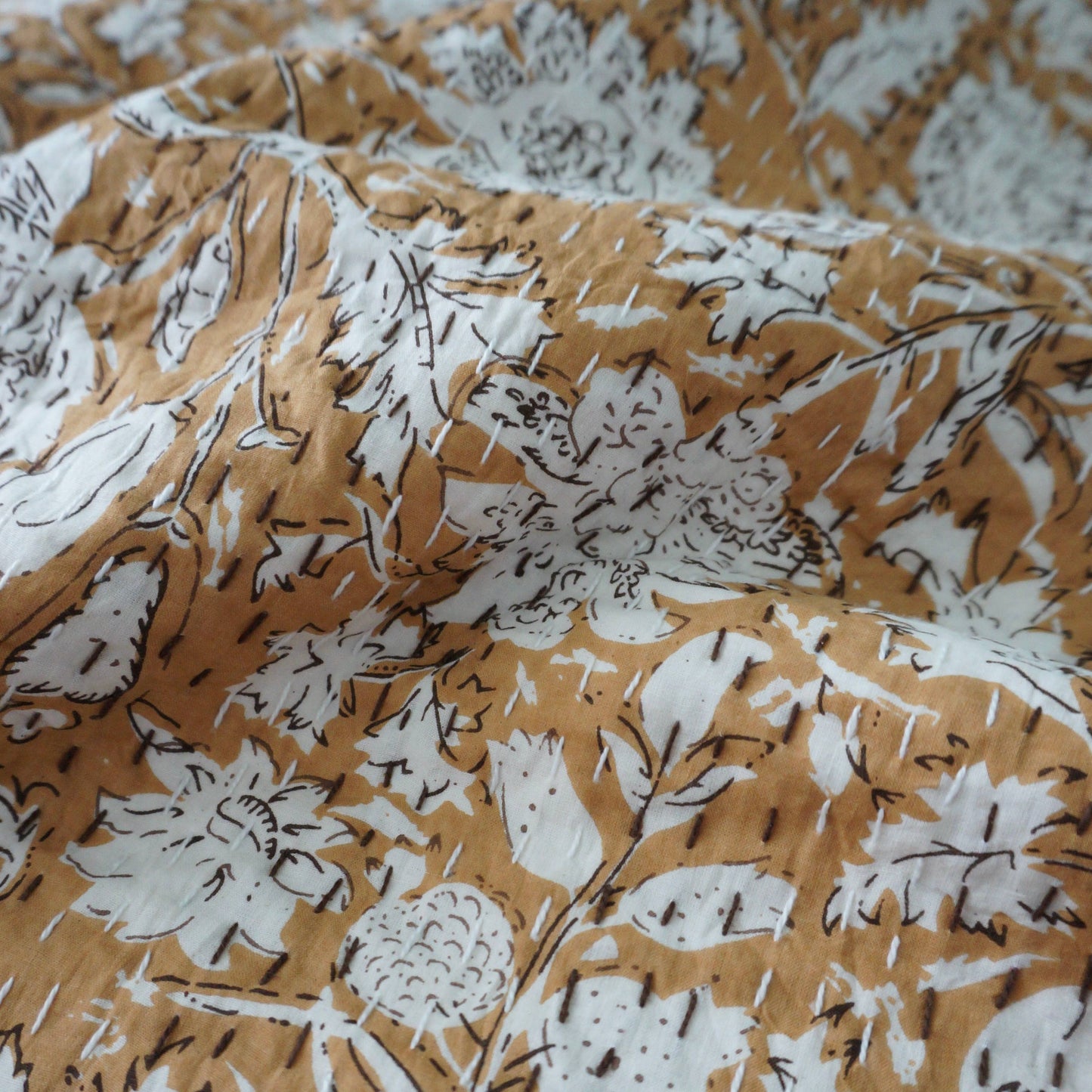 Claire Beaugrand - “Noisette” printed cotton bedspread