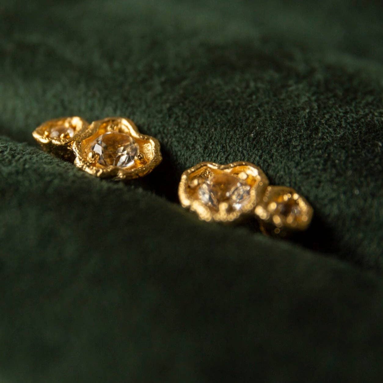 Claire Hill Designs - White Topaz Gold Vermeil Ear Climber Studs | Bestselling Everyday Luxury