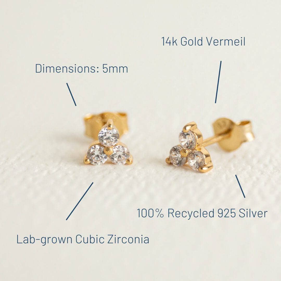 Claire Hill Designs - Triple Stud Gold Vermeil Earrings | Subtle Sparkle & Effortless Sophistication