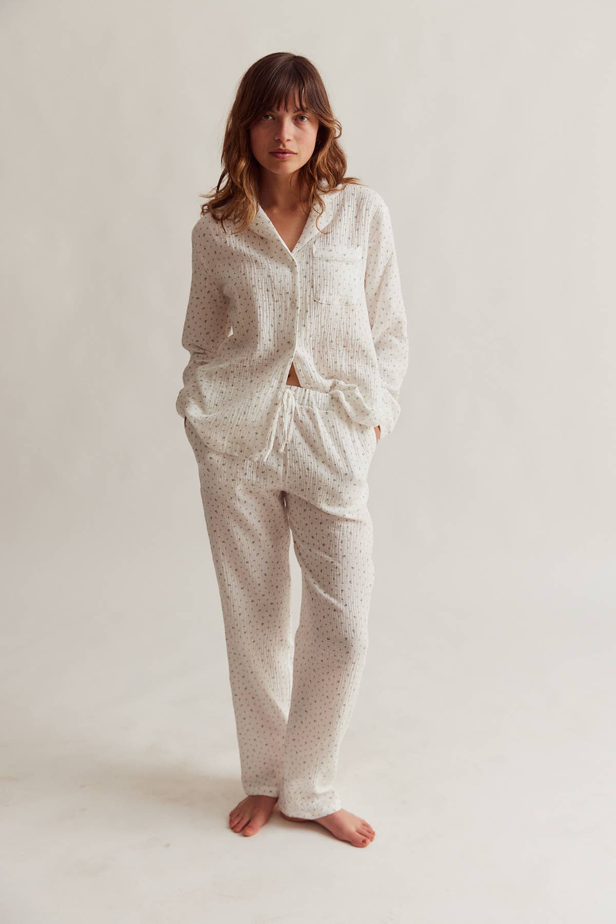 Sleepy Doe - WOMENS TRADITIONAL SET | FLORAL MUSLIN WHITE