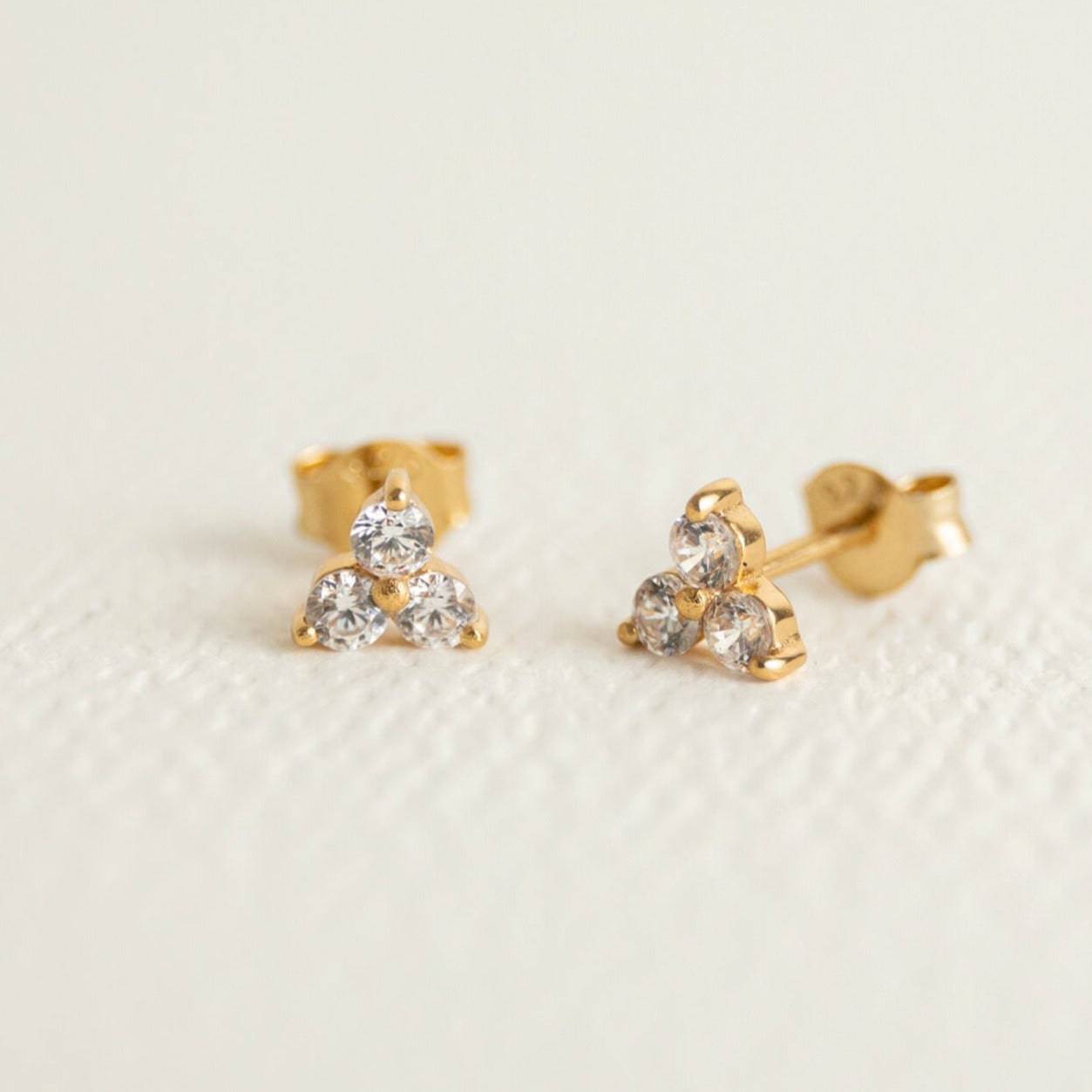 Claire Hill Designs - Triple Stud Gold Vermeil Earrings | Subtle Sparkle & Effortless Sophistication