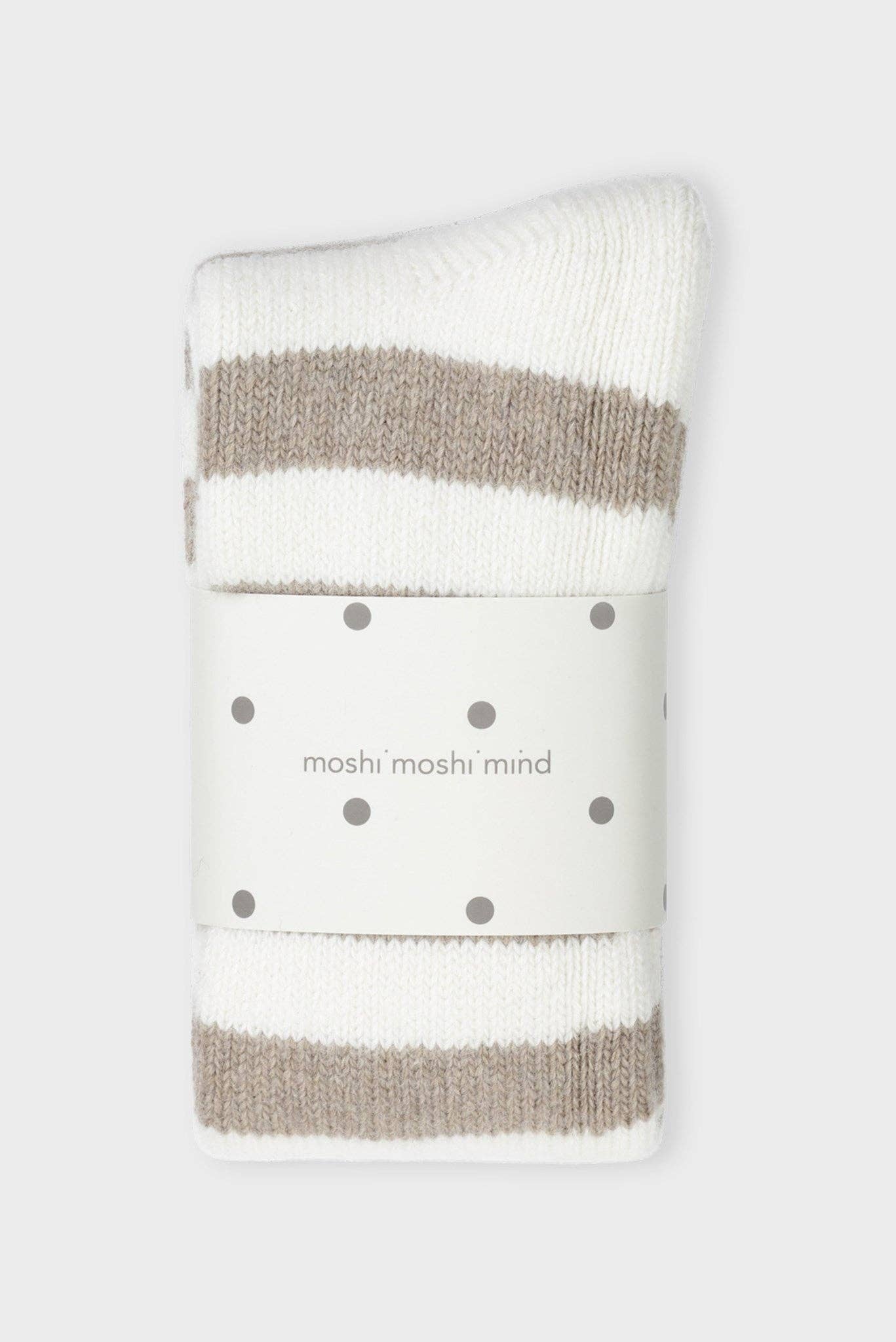 moshi moshi mind - Polar Socks Stripe - Ecru / Taupe