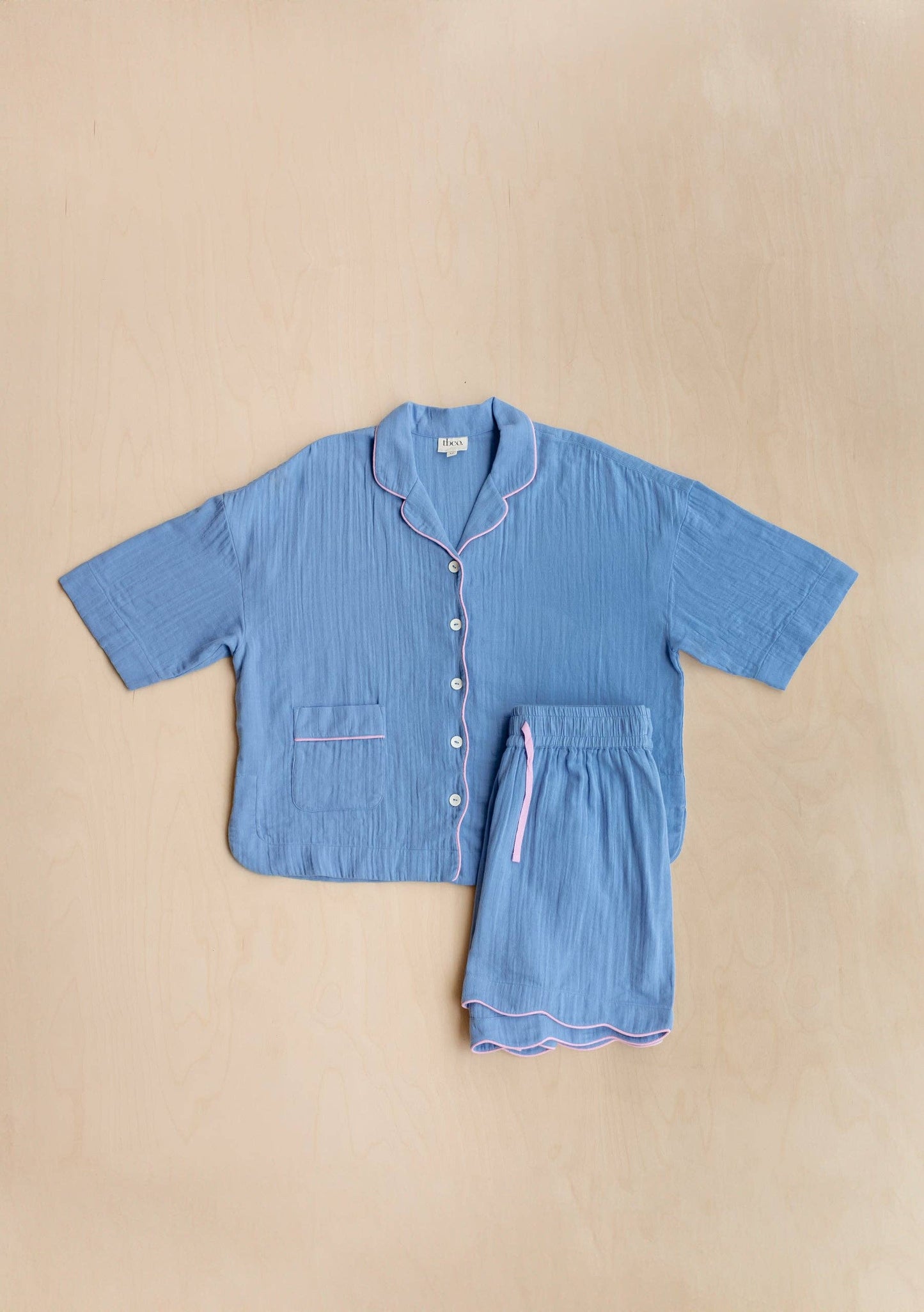 TBCo - Cotton Pyjamas in Cornflower Scallop