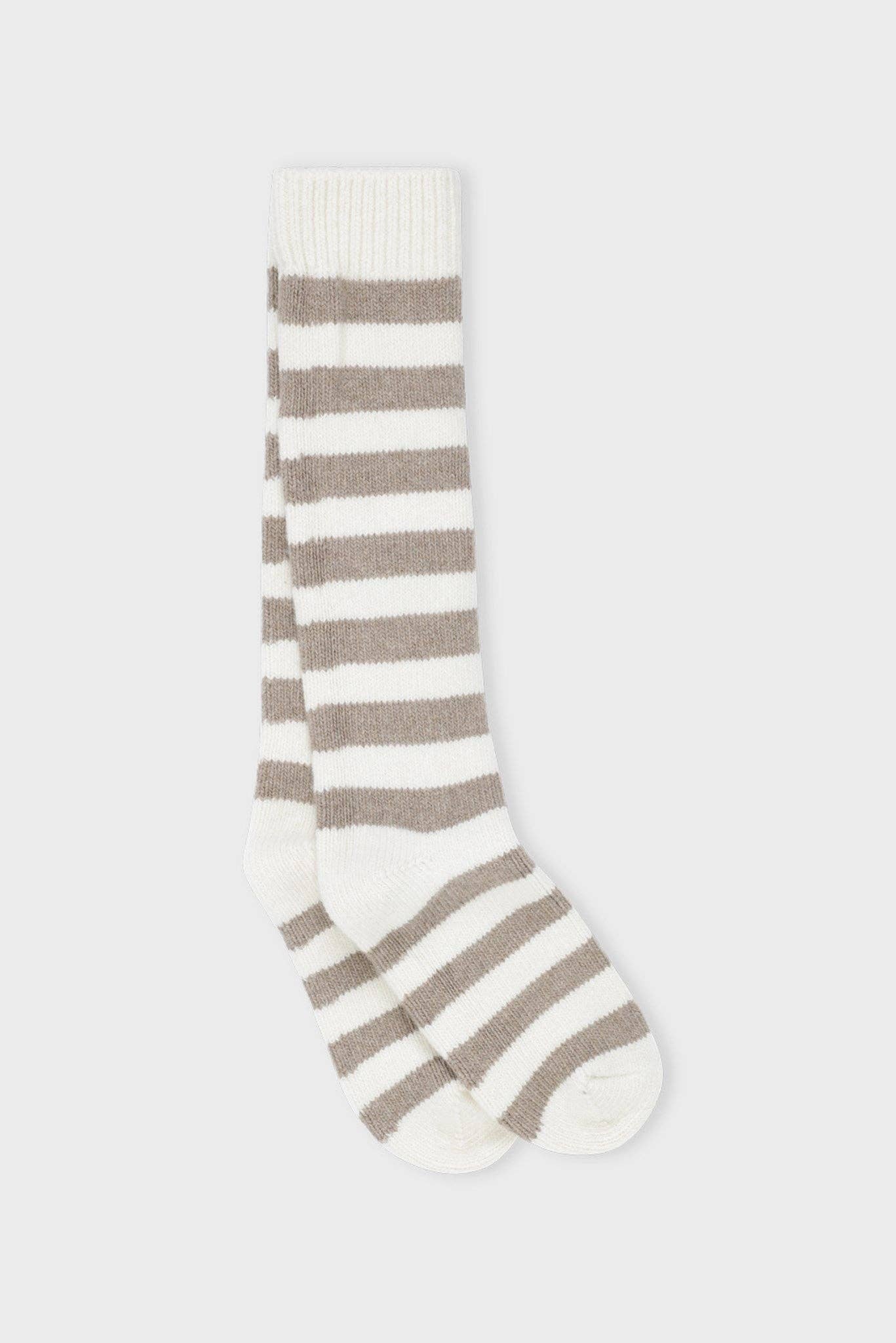 moshi moshi mind - Polar Socks Stripe - Ecru / Taupe