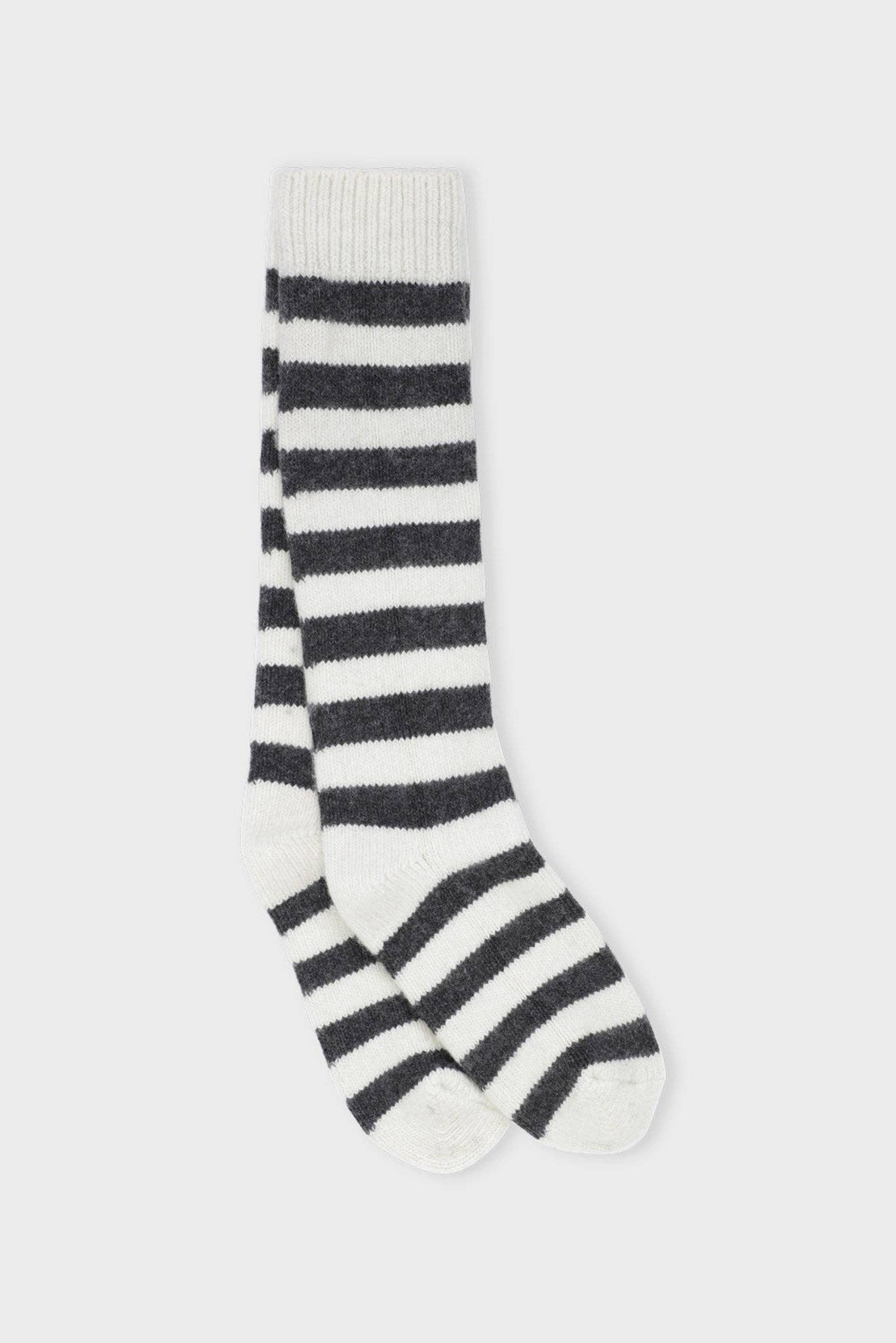 moshi moshi mind - Polar Socks Stripe - Ecru / Dark Grey