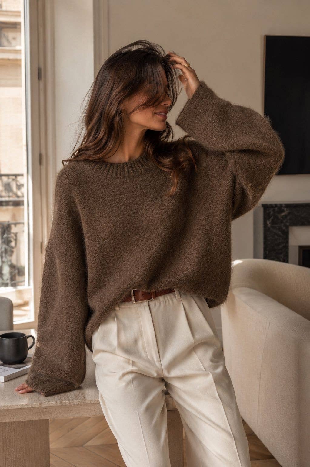 Orice - Round-neck pullover in kid mohair & wool - Made in Italy