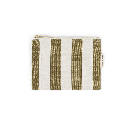Rose in April | Marie Purse Stripes Olive / Greige