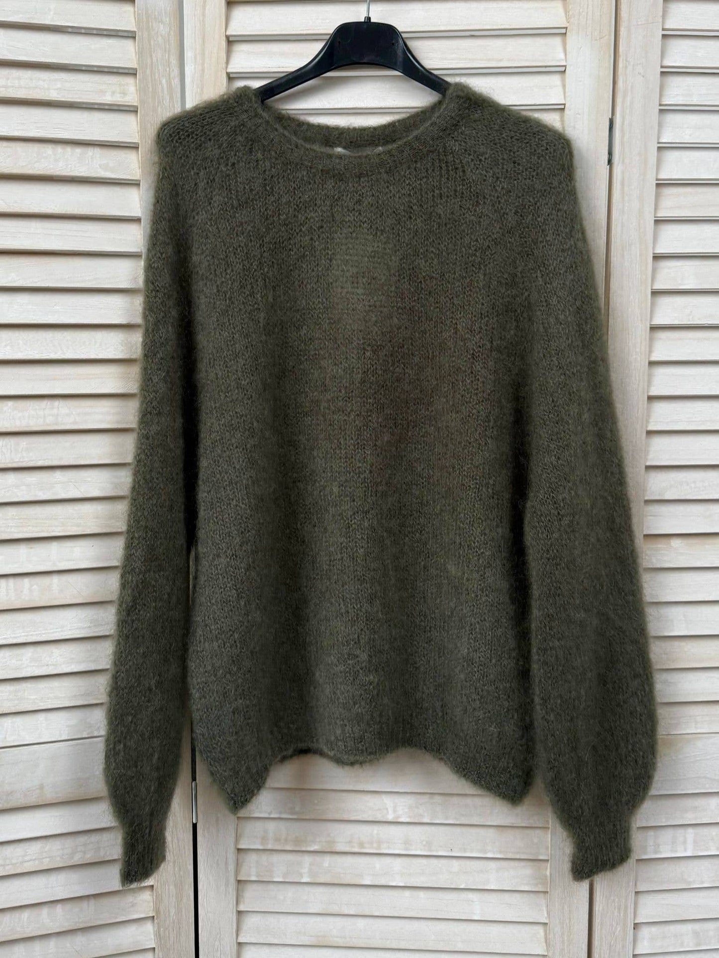 NOELINE | 80% Kid Mohair Sweater | Khaki