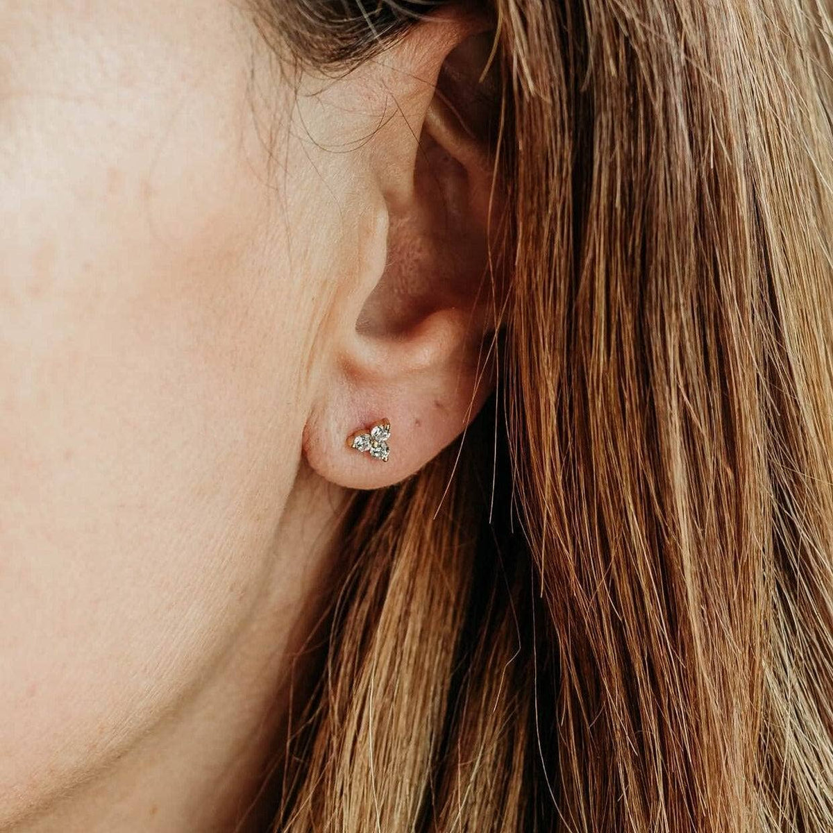 Claire Hill Designs - Triple Sparkly Gold Mini Stud Earrings