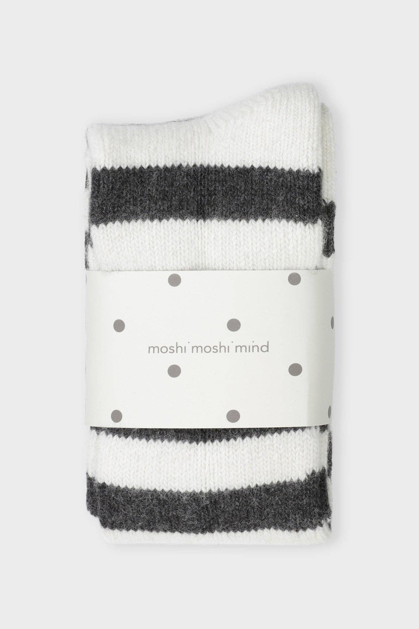 moshi moshi mind - Polar Socks Stripe - Ecru / Dark Grey