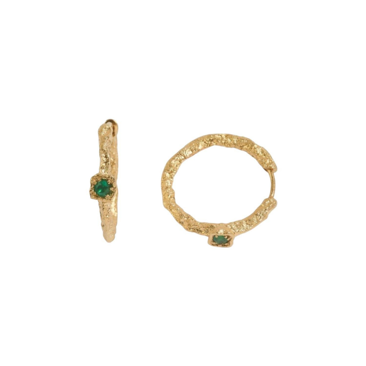 Claire Hill Designs - Chalcedony Lichen Branch Gold Medium Hoops