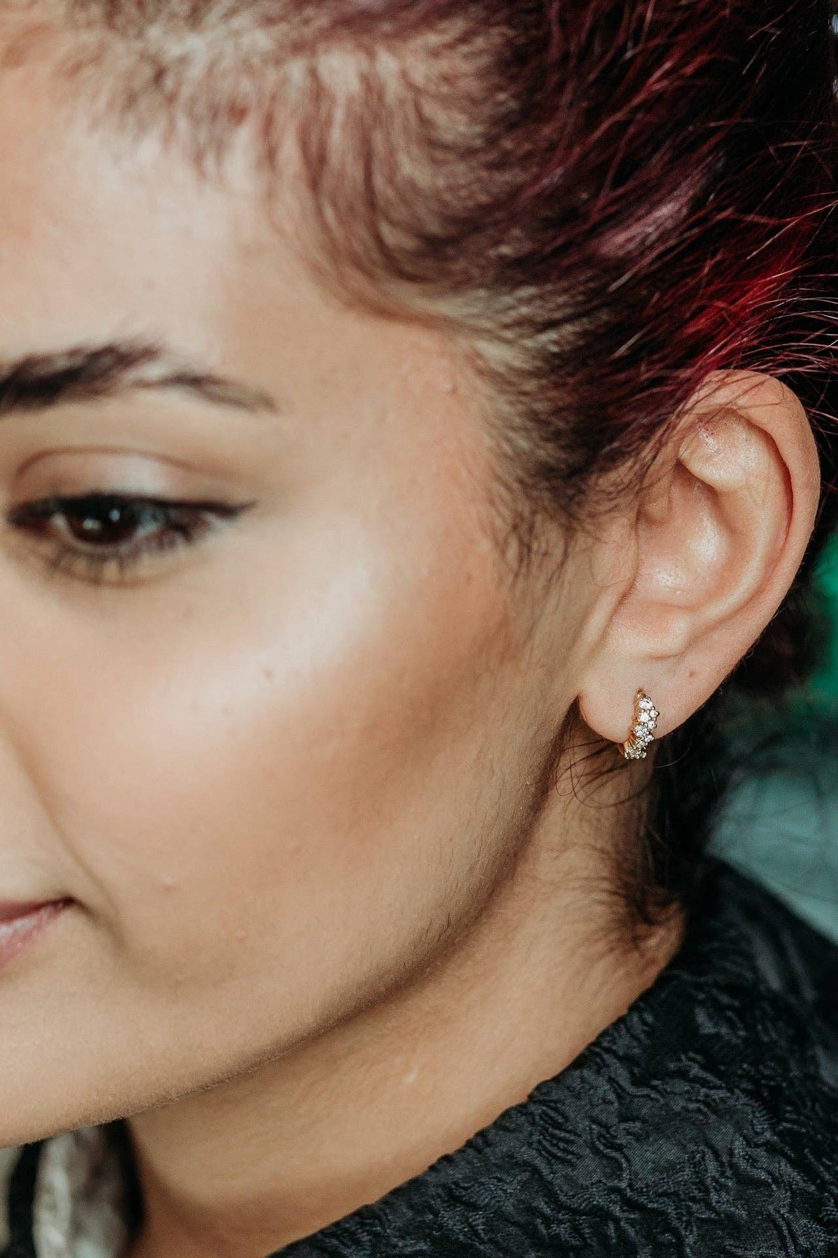 Claire Hill Designs - Galaxy Sparkly Gold Huggie Earrings