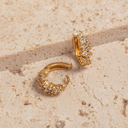 Claire Hill Designs - Galaxy Sparkly Gold Huggie Earrings