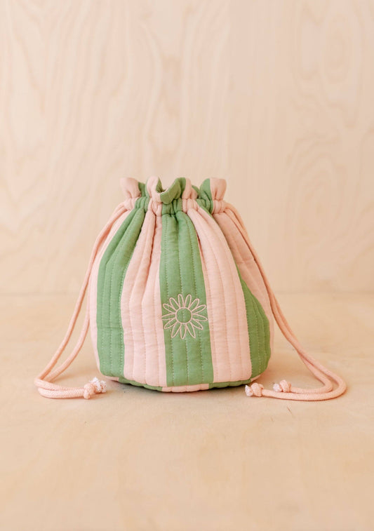 TBCo - Cotton Wash Bag in Green Stripe