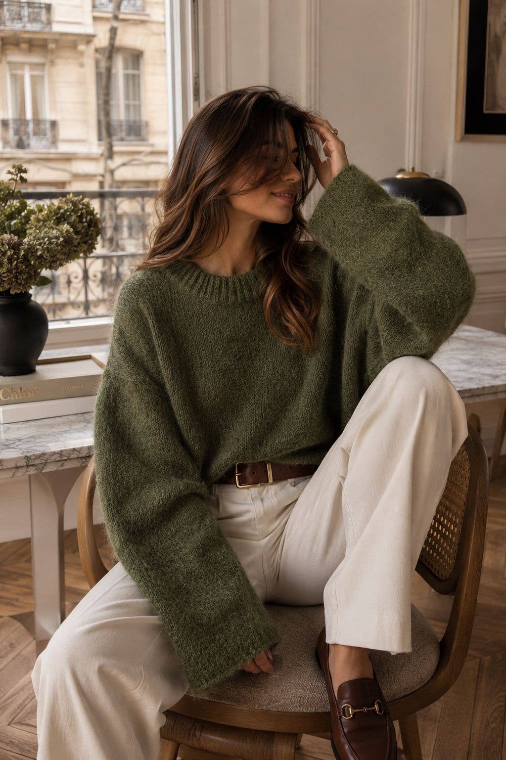 Orice - Round-neck pullover in kid mohair & wool - Made in Italy